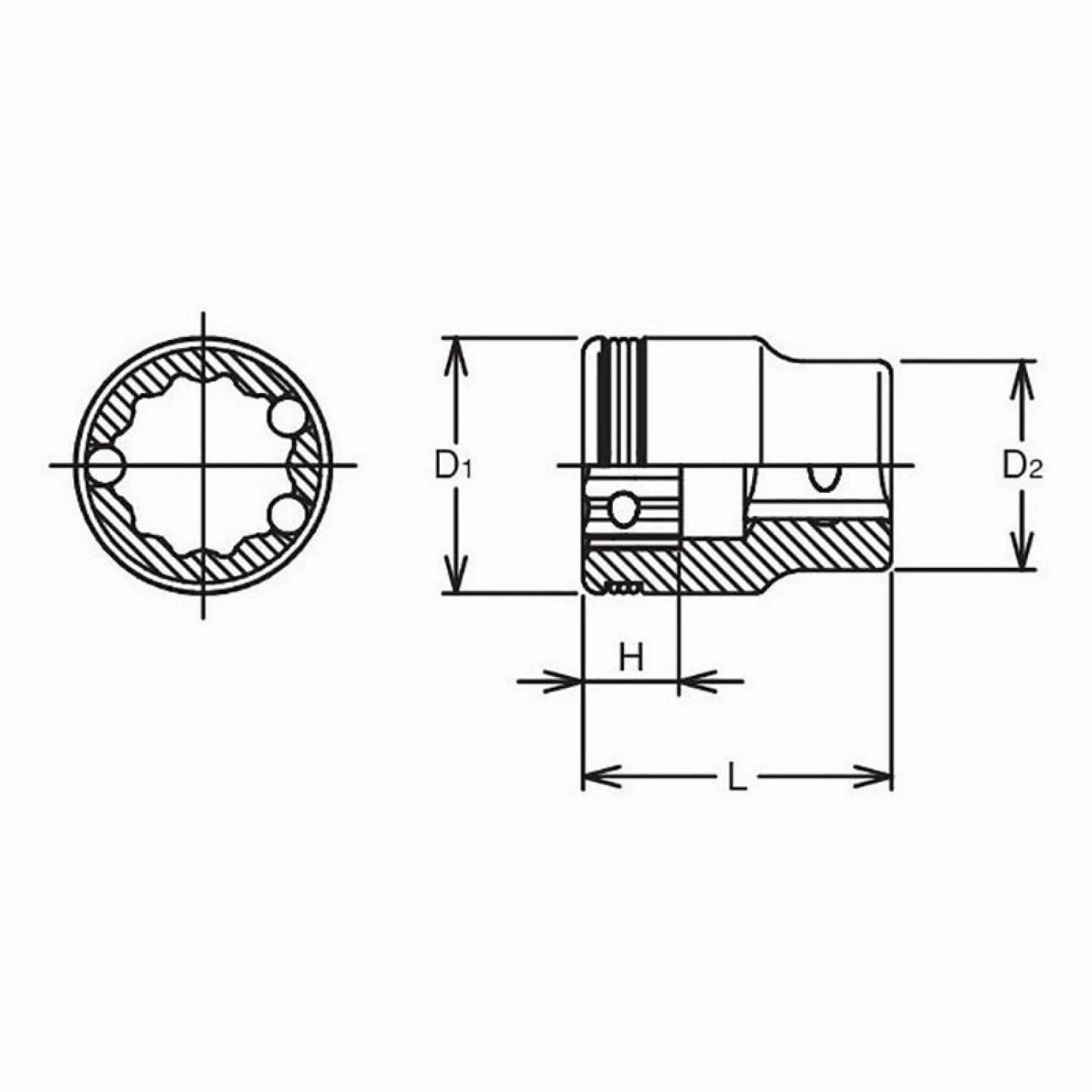 Ko-ken 2455AS-7/16 1/4 Sq. Dr. 12 point Short SAE Nut Grip Socket - 7/16