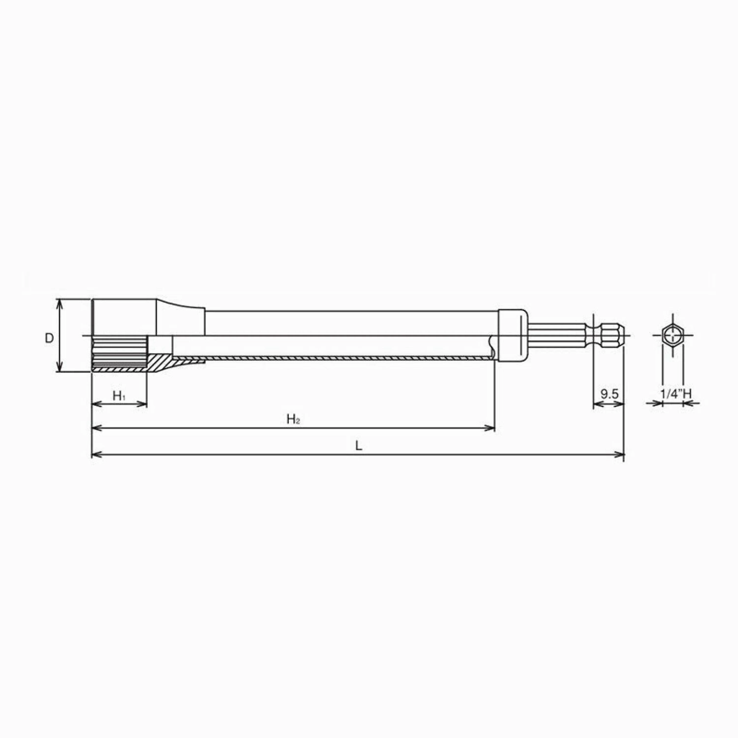 Ko-ken BD008E.300-17(12P) 1/4 Hex Dr. Long Socket 17mm 12 point 300mm