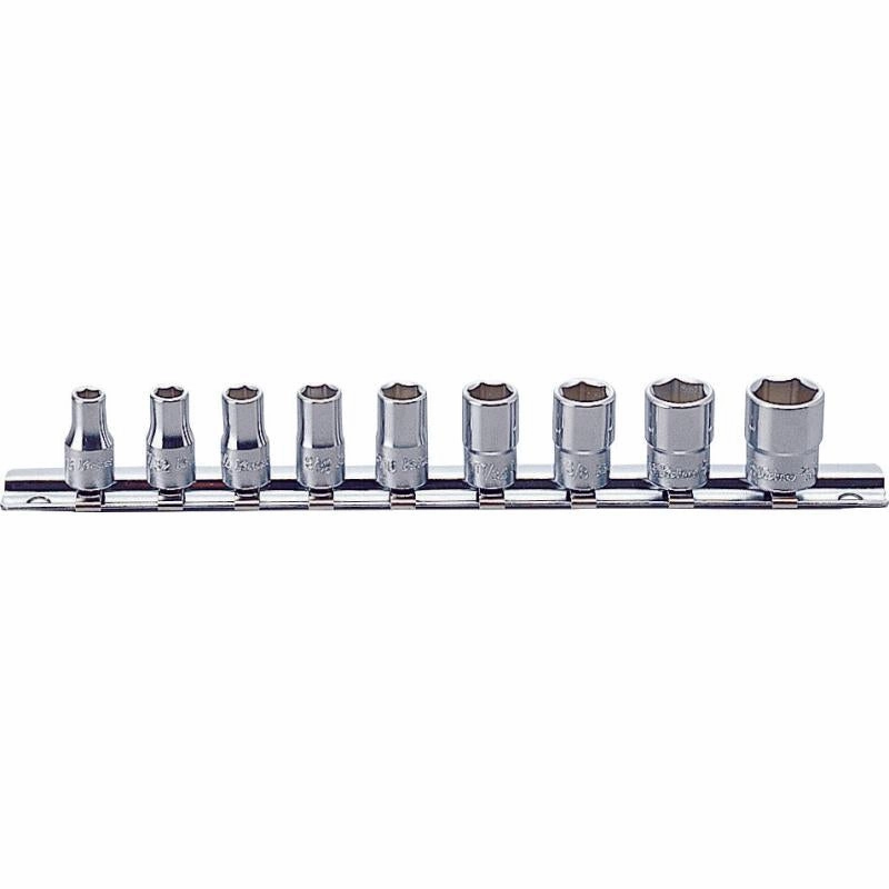 Ko-Ken RS2400A/9 1/4 In Sq. Dr. Socket Set 3/16-1/2 Inch 6 Point 9 Pieces