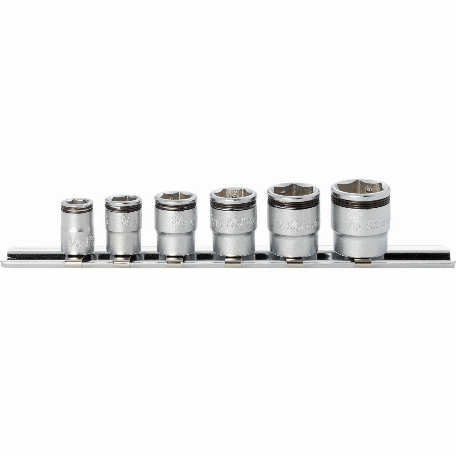 Ko-Ken Tools RS2450AS/6 1/4" Square Drive 6-Point Nut Gripper SAE Socket Set, 6 Pc.