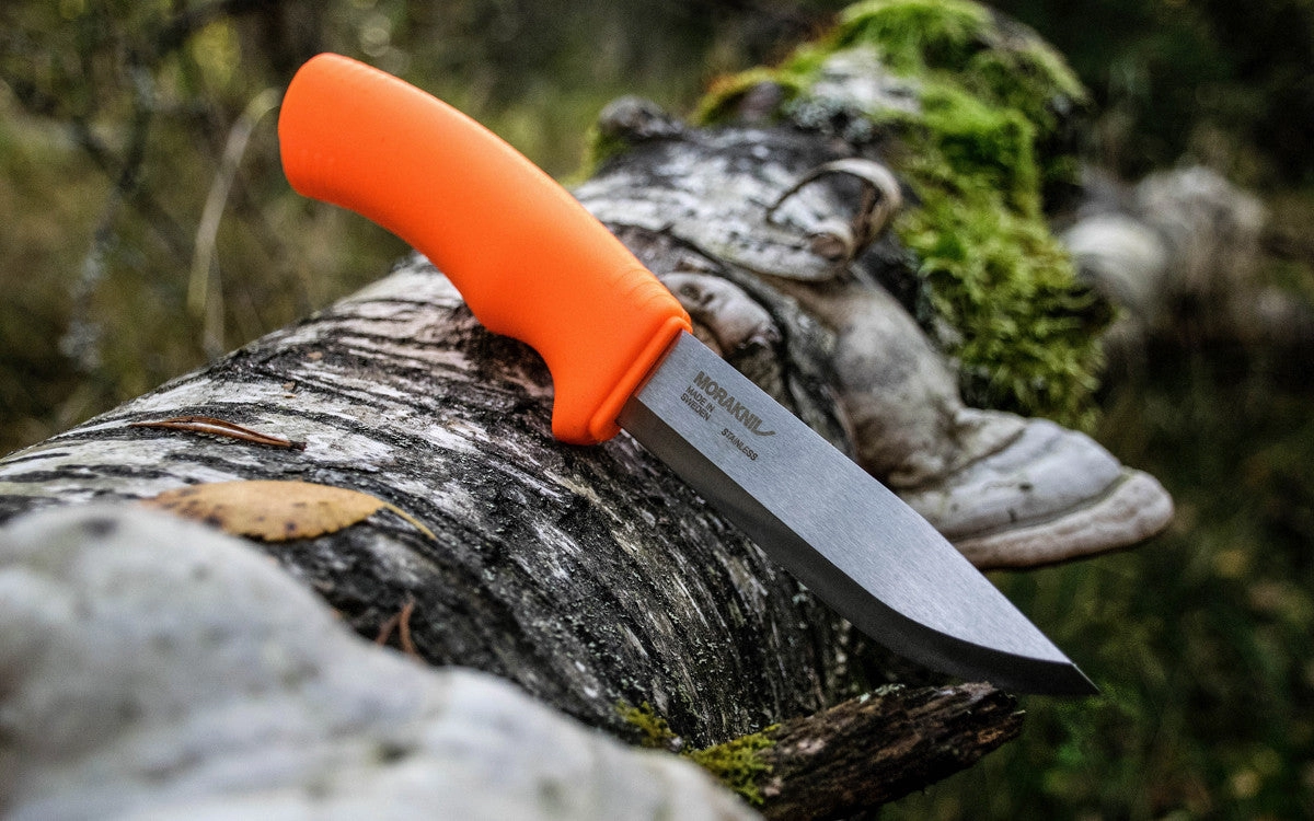 Mora Stainless Steel Bushcraft Knife ~ Visible Orange Handle
