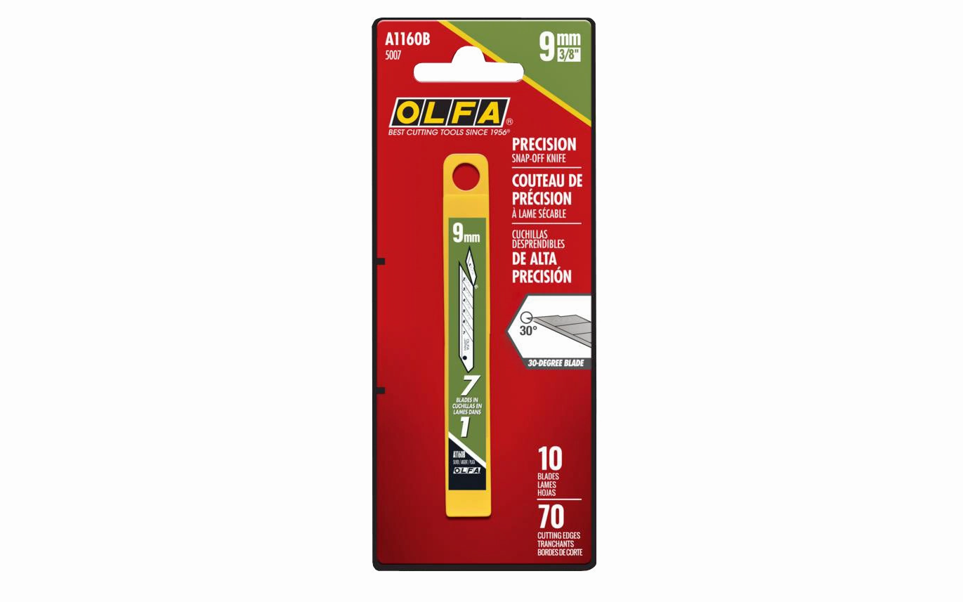 Olfa "A1160B" 9 mm Replacement 30 Blades - 10 Pack