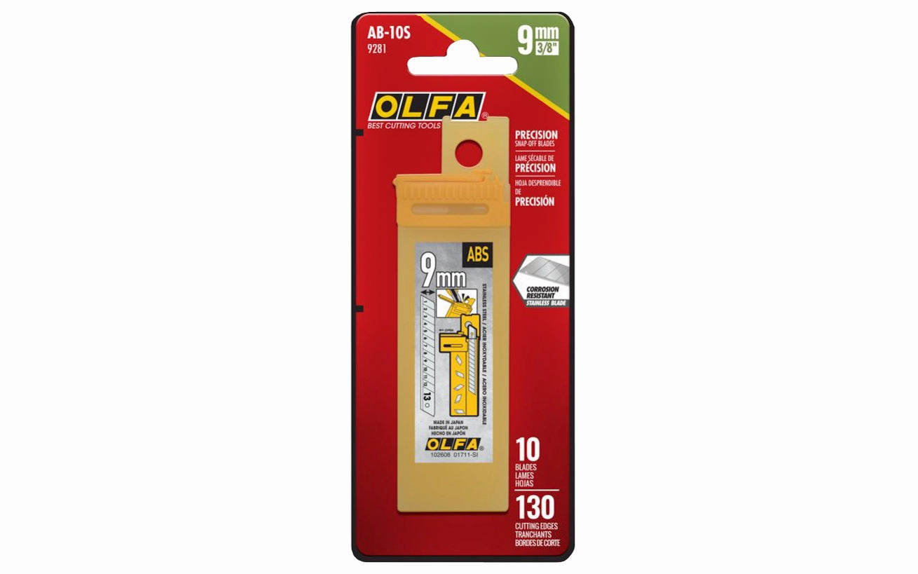 Olfa "AB-10S" 9 mm Replacement Stainless Blades - 10 Pack