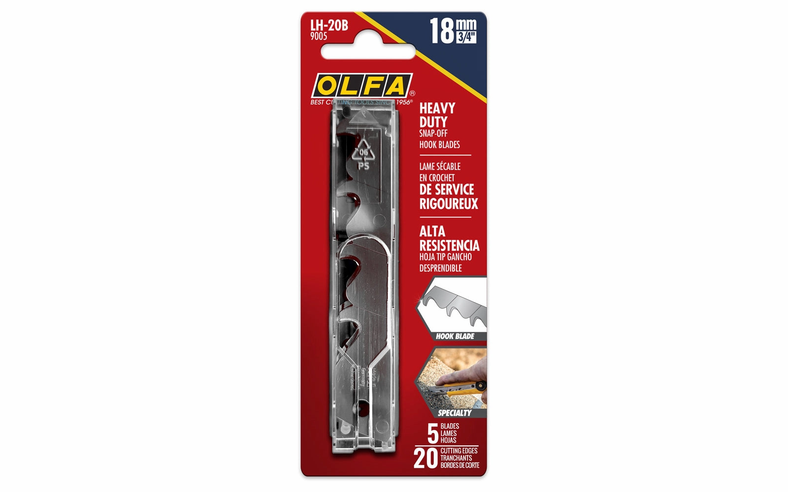 Olfa "LH-20B" 18 mm Hook Replacement Blades - 5 Pack