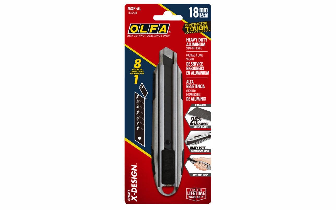 Olfa "MXP-AL" Utility Knife Die-Cast Aluminum Handle - 18 mm Blade