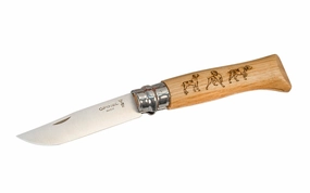 Opinel Stainless Steel Knife ~ Decorated "Dog" Handle