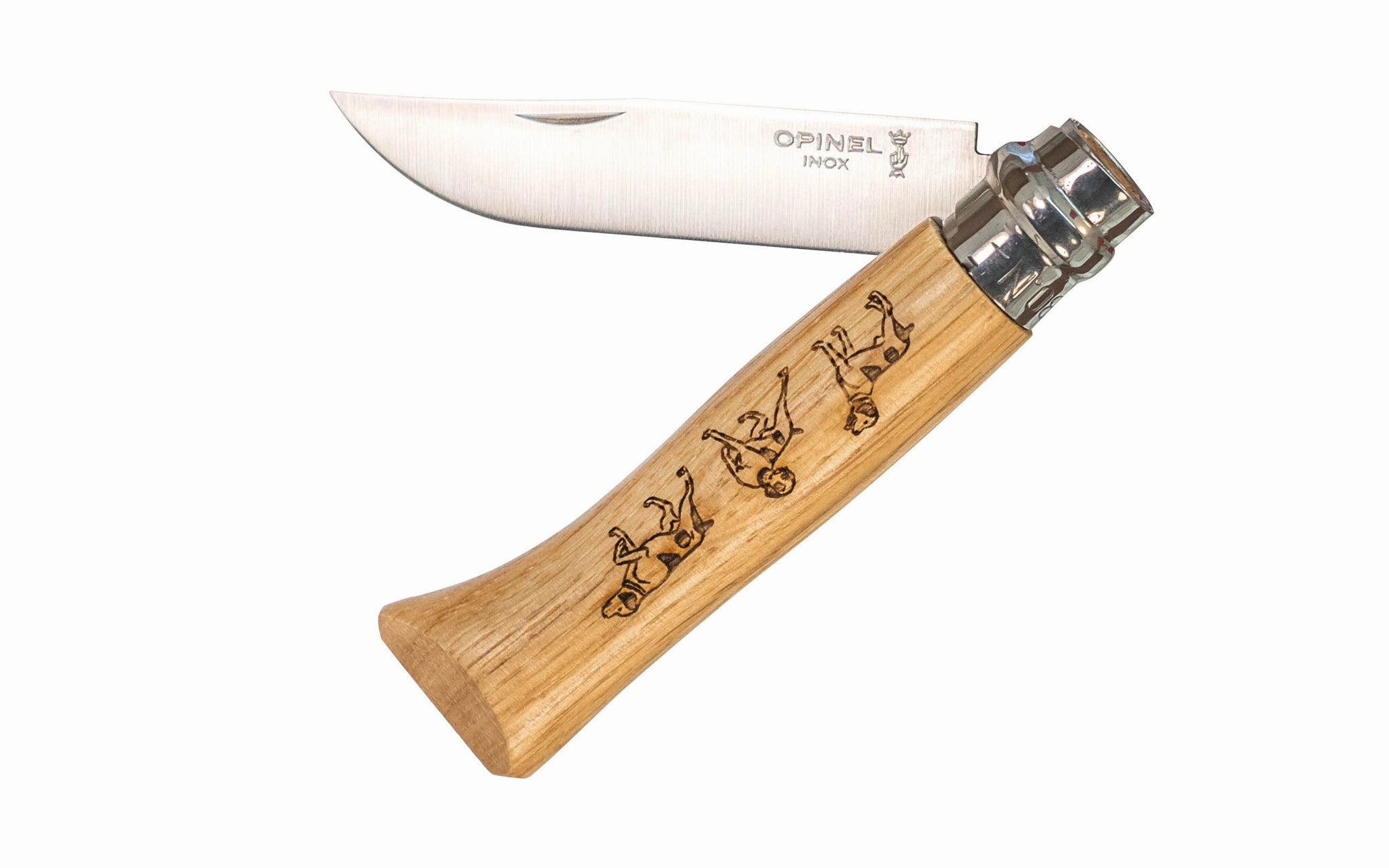 Opinel Stainless Steel Knife ~ Decorated "Dog" Handle