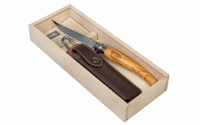 Opinel Stainless Steel "Effils" Slim Knife ~ Olivewood Handle Gift Box Set