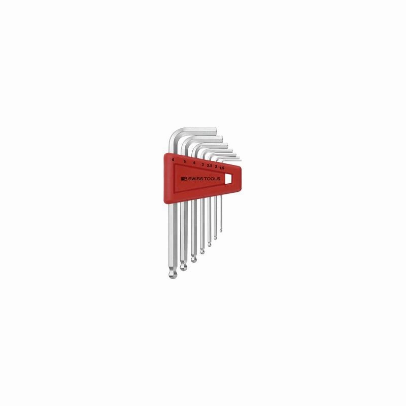 PB Swiss PB 212.H-6 CN Ball Point Hex Key L- Wrench Sets for Hexagon Socket Screws, 7 Pcs