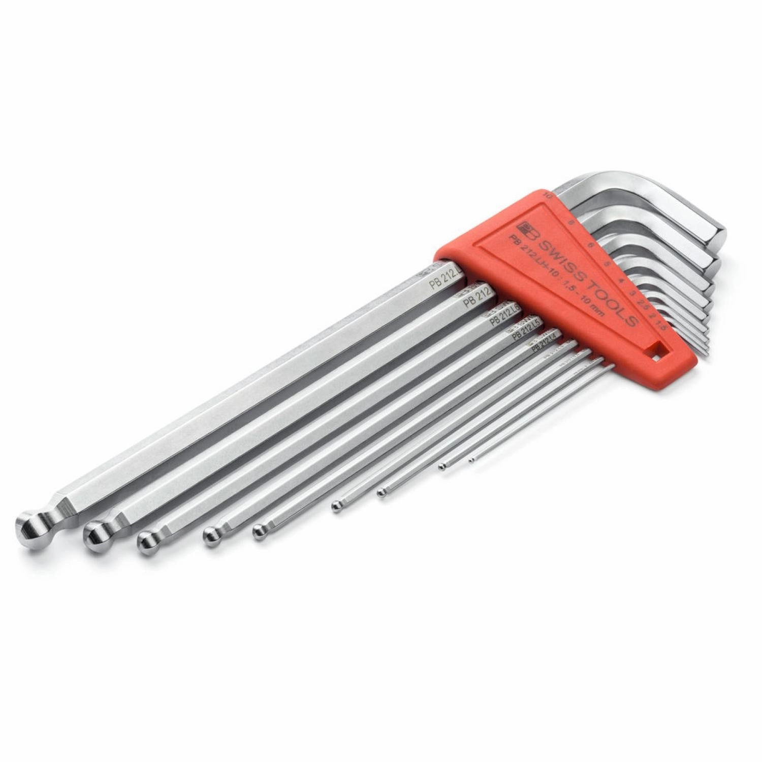 PB Swiss PB 212.LH-10 Key L- Wrenches, long, with Ball Point, set in a practical plastic holder