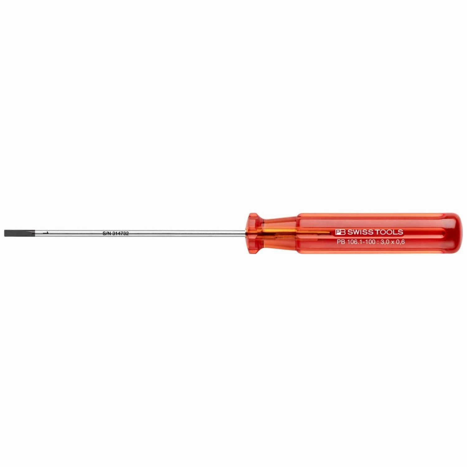 PB Swiss Tools PB 106.1-100 Slotted Screwdriver, Slim, 3mm x 100mm