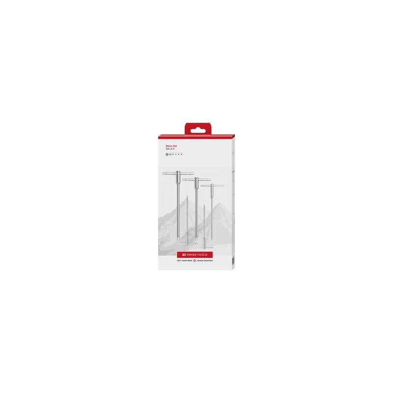 PB Swiss Tools PB 1204.SET 6 CBB Sliding T-Handle Hex Key Set with 3-Way Drive 2.5-6mm 5-Piece