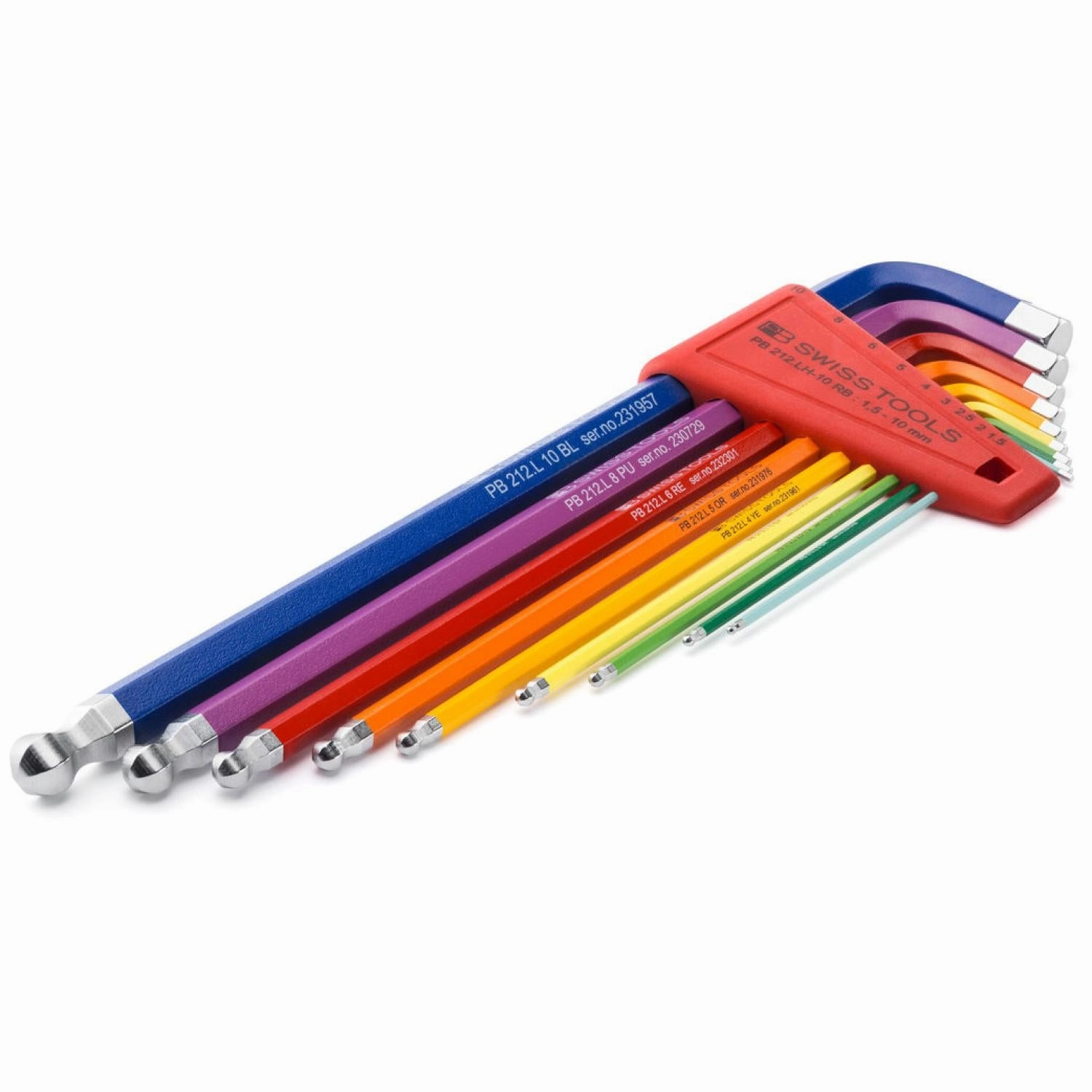 PB Swiss Tools PB 212.LH-10 RB Rainbow Ball End Hex Set, 1.5 - 10 mm, 9 Pc.