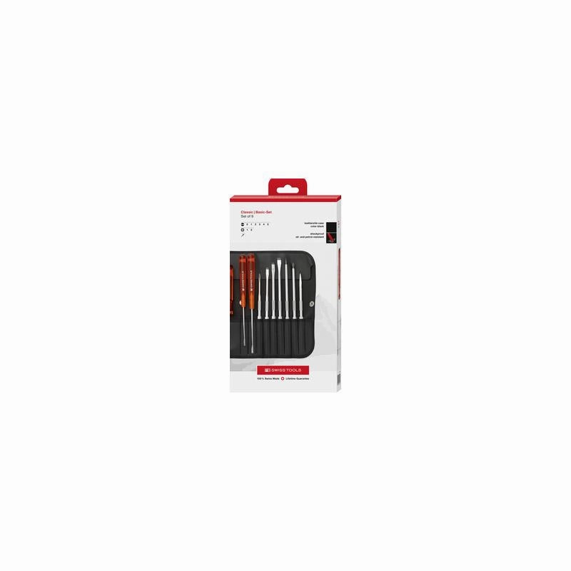 PB Swiss Tools PB 215.ind Classic screwdriver set with interchangeable blades in a compact imitation leather roll-up case