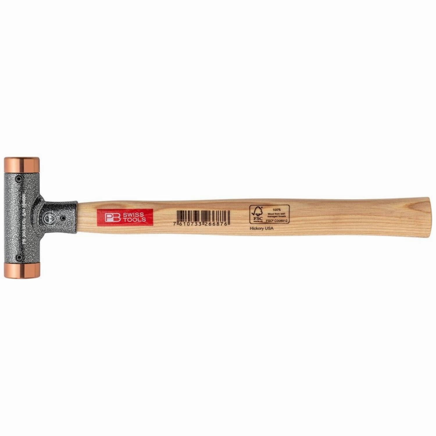 PB Swiss Tools PB 306.24 Cu Copper and Hickory Recoilless Soft-faced Deadblow Mallet