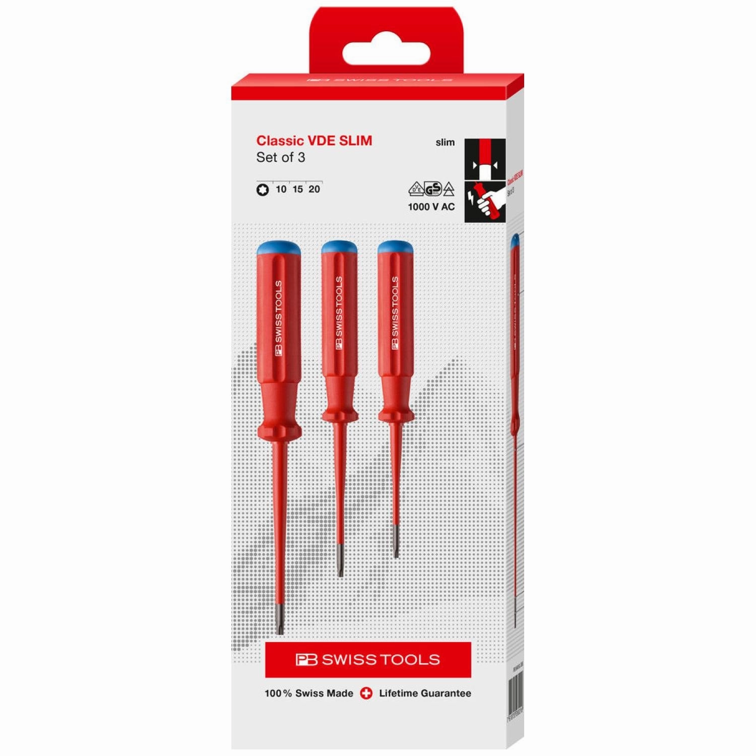 PB Swiss Tools PB 5549.SL Classic VDE Insulated Screwdriver Set, Slim, 3pcs