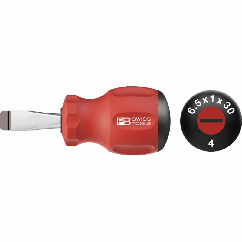 PB Swiss Tools PB 8135.2-30 Swiss Grip Stubby Screwdrivers, Slotted, 2.5 x 30mm