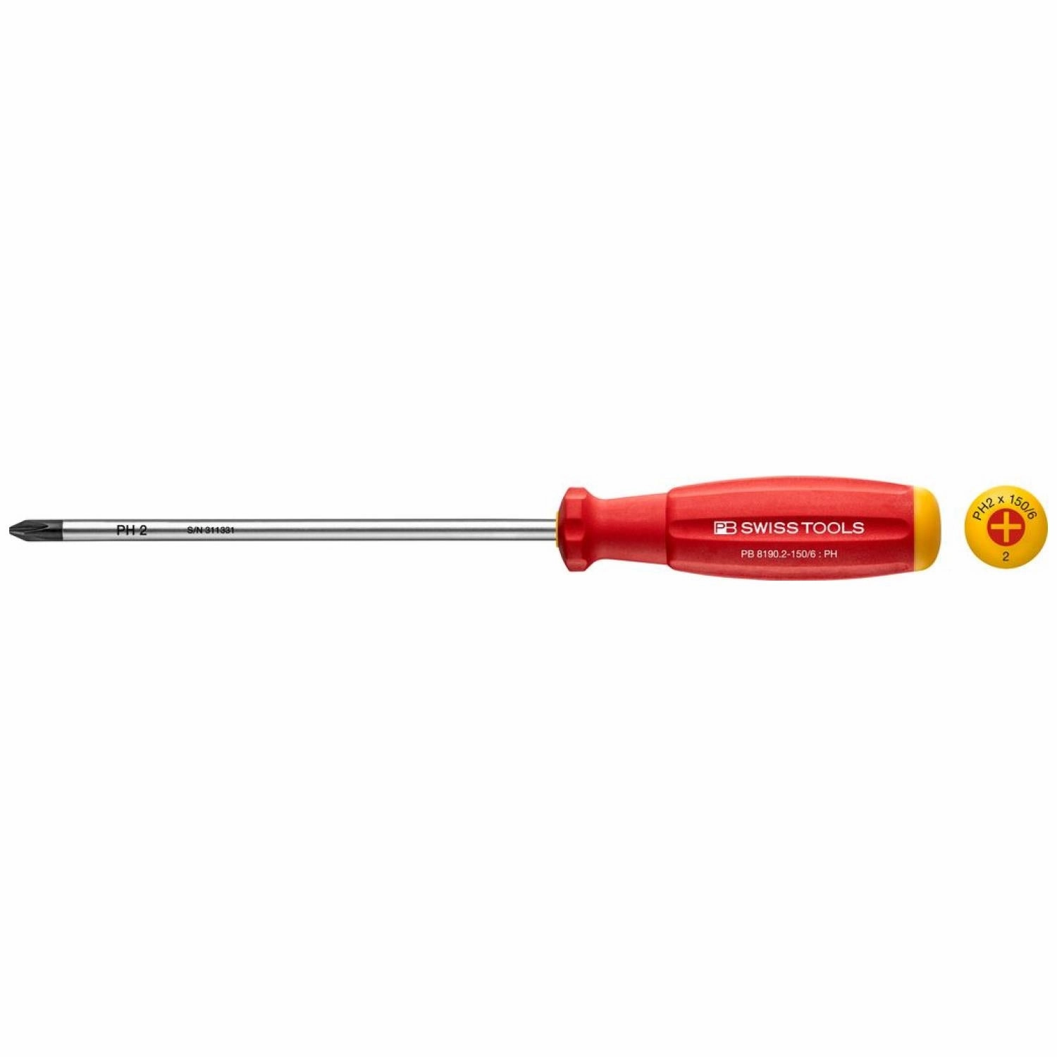 PB Swiss Tools PB 8190.2-150/6 Phillips SwissGrip Screwdrivers, PH2 x 150mm