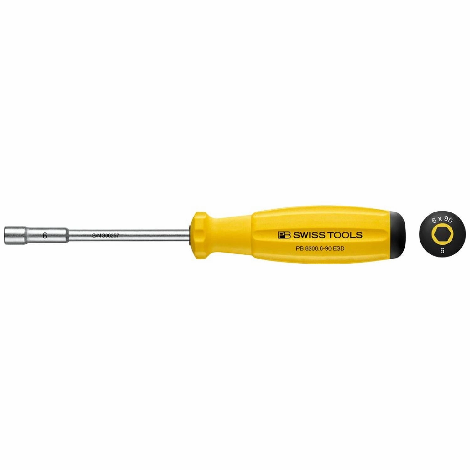 PB Swiss Tools PB 8200.6-90 ESD SwissGrip Socket Screwdrivers Hex ESD - 6 mm