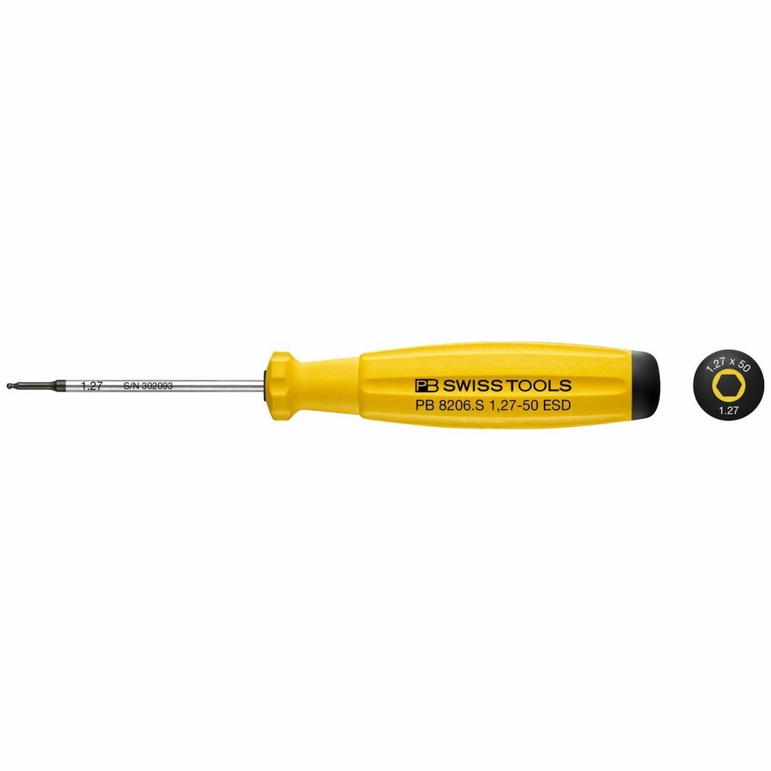 PB Swiss Tools PB 8206.S 1,27-50ESD SwissGrip ESD Screwdriver Hex With Ball End 1.27 mm