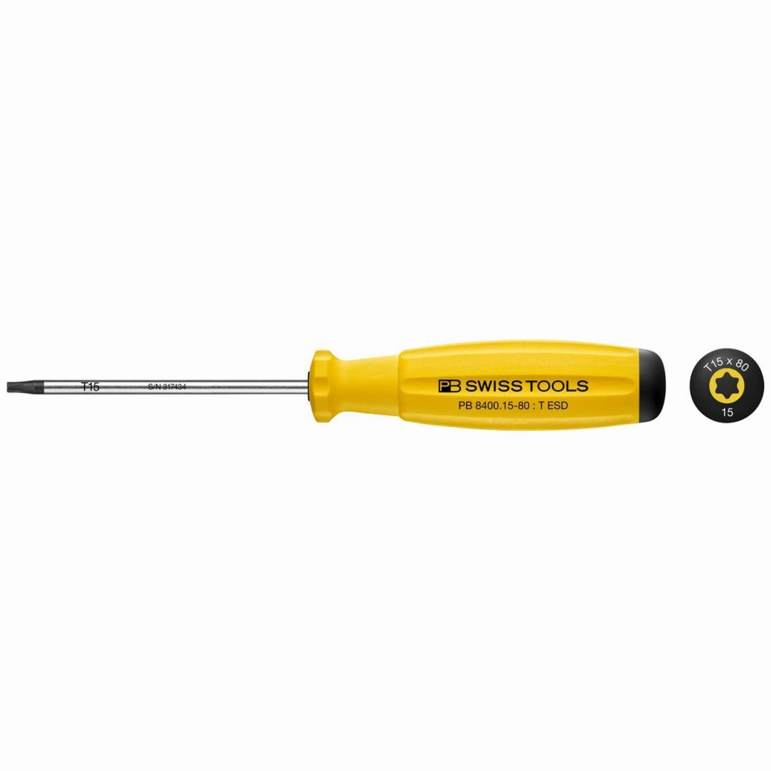 PB Swiss Tools PB 8400.15-80 ESD SwissGrip Screwdriver TORX  ESD - TX15