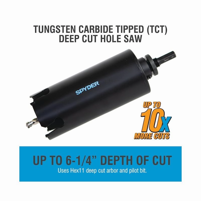 Spyder 600828 2-3/8 Inch Tungsten Carbide Tipped Deep Cut Hole Saw