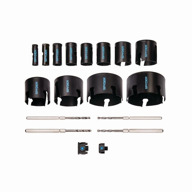 Spyder 600938 18pc Tungsten Carbide Tipped (TCT) Kit, Wood/Masonry Hole Saw Set