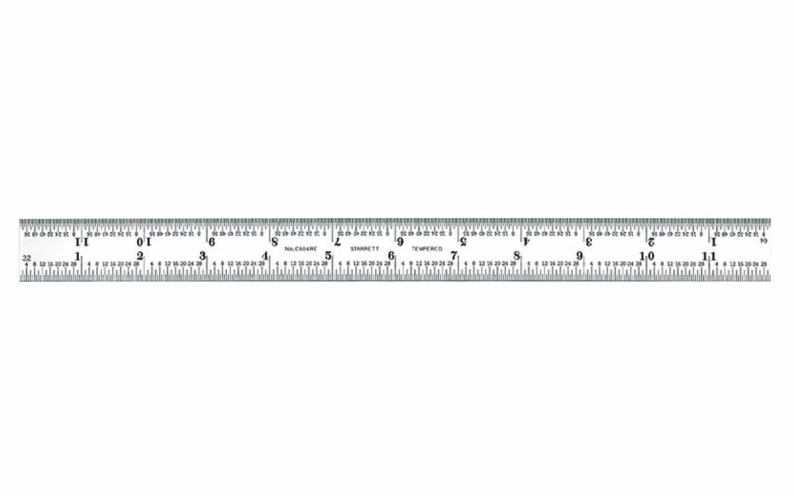 Starrett 12" End Read Rule - 1/8", 1/16", 1/32", 1/64" Grads