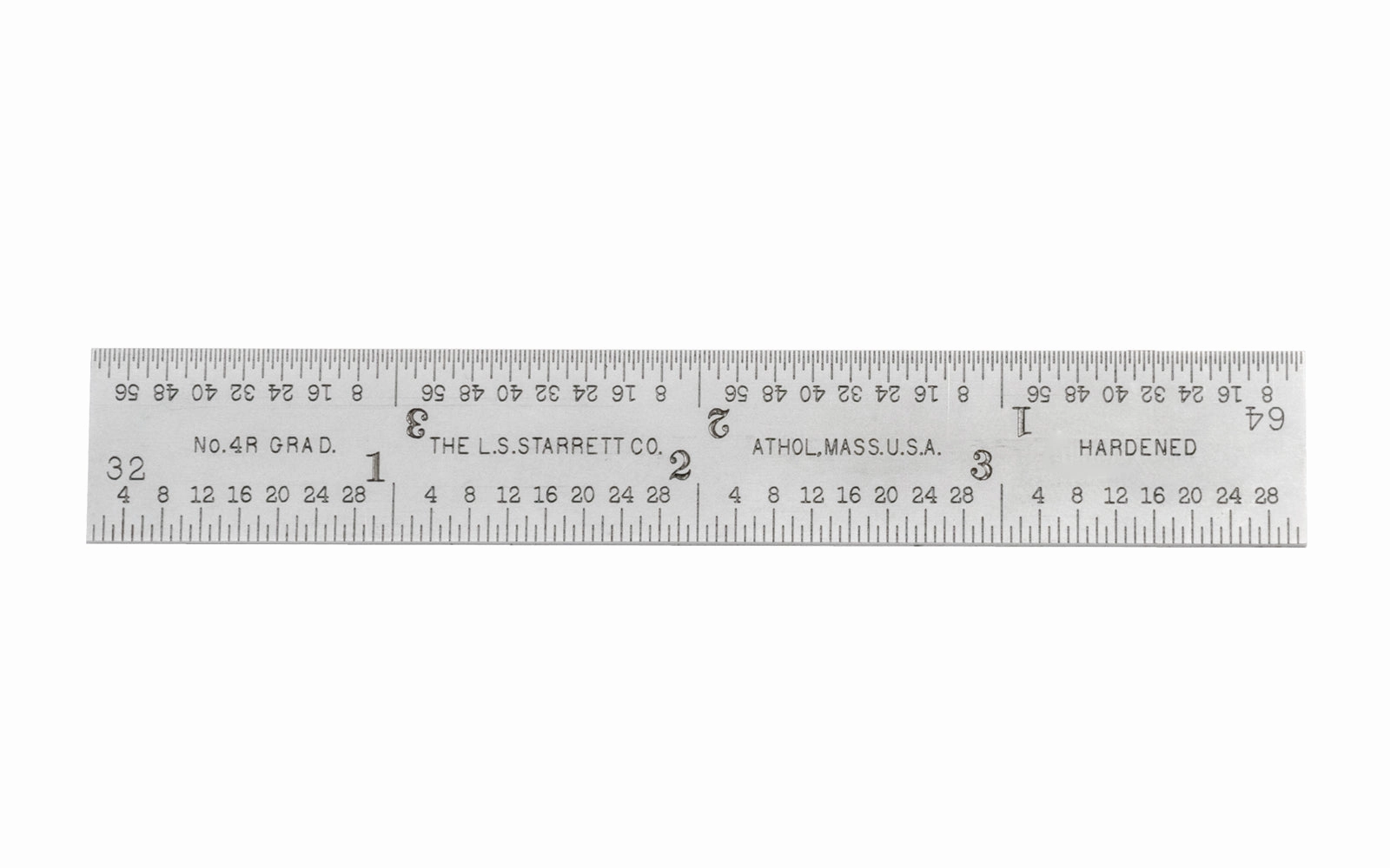 Starrett 4" Blade for Combo Square - 1/8", 1/16", 1/32", 1/64" Grads