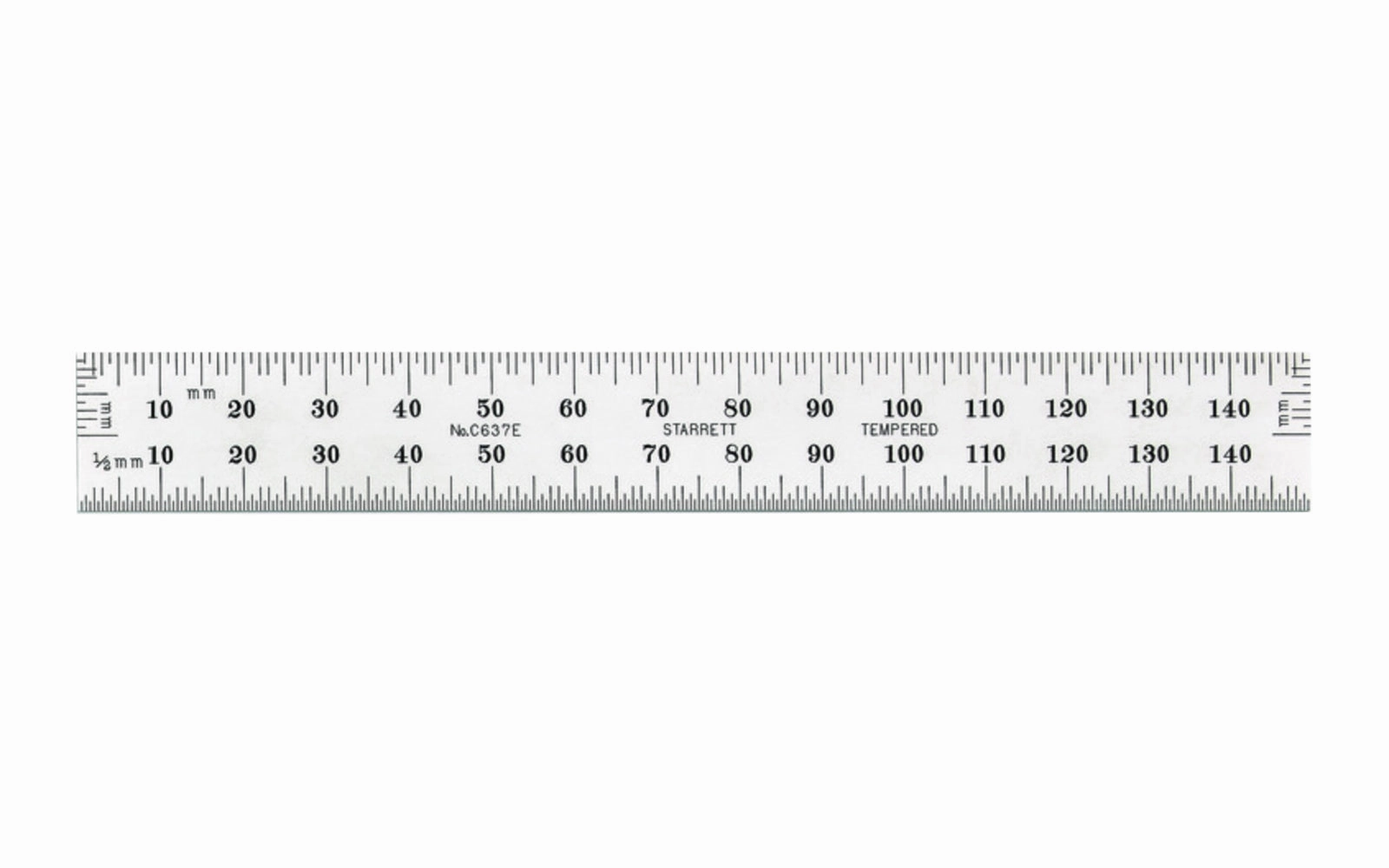 Starrett 6" End Read Rule - 1.0 mm, 0.5 mm Grads