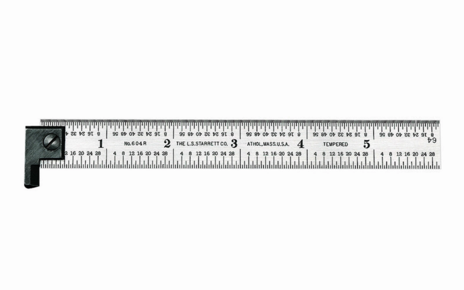 Starrett 6" Hook Rule - 1/8", 1/16", 1/32", 1/64" Grads