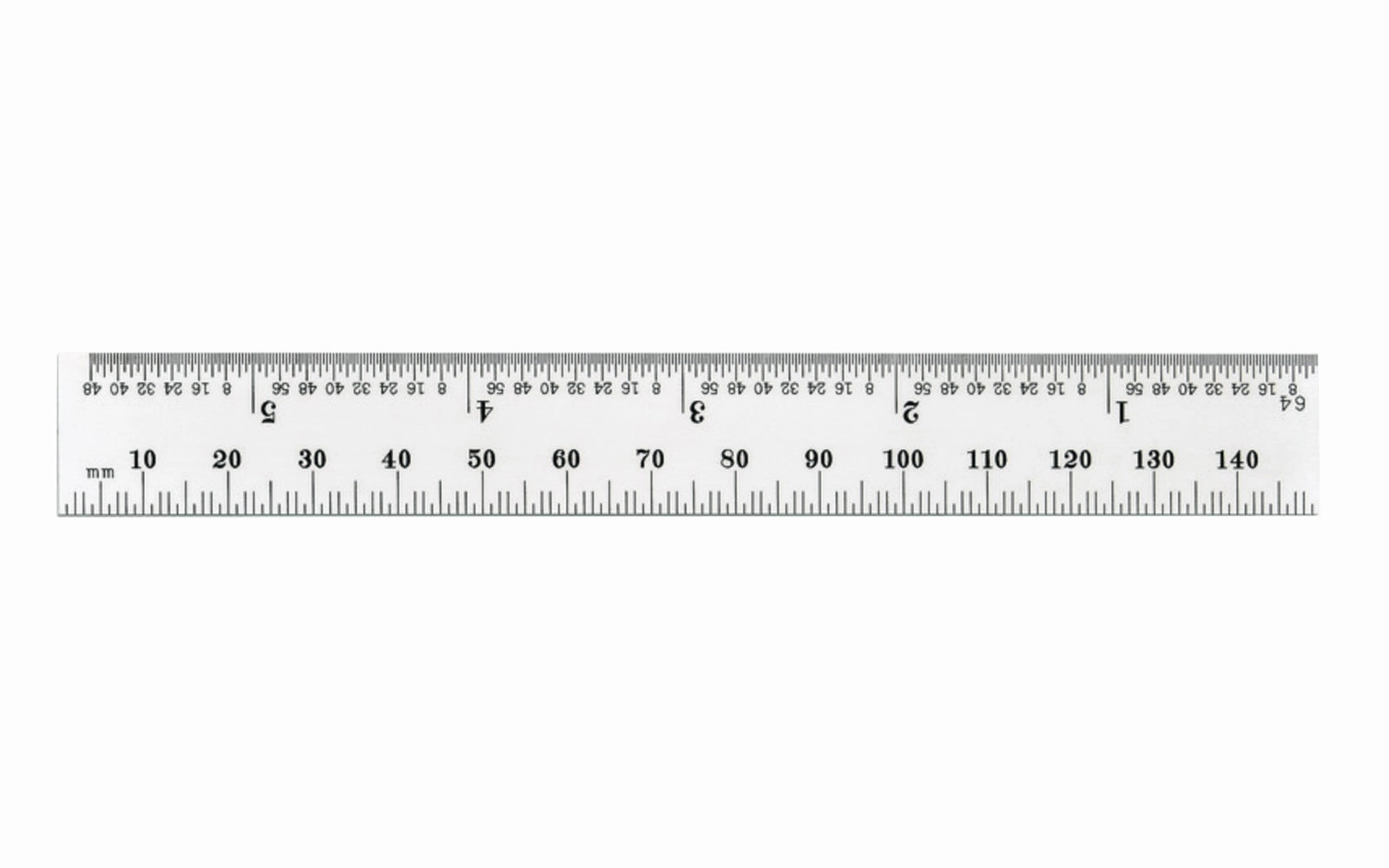 Starrett 6" Metric & Inch Rule - 1.0 mm, 0.5 mm / 1/32", 1/64" Grads