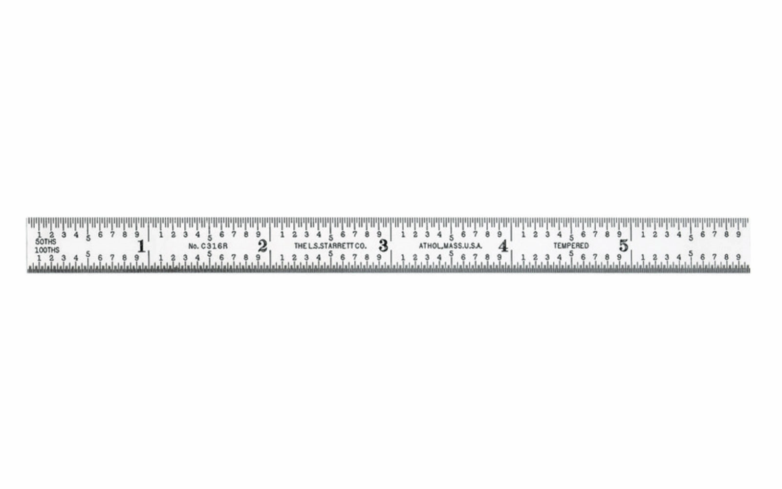 Starrett 6" Narrow Flexible Rule - 1/32", 1/64", 1/50", 1/100" Grads