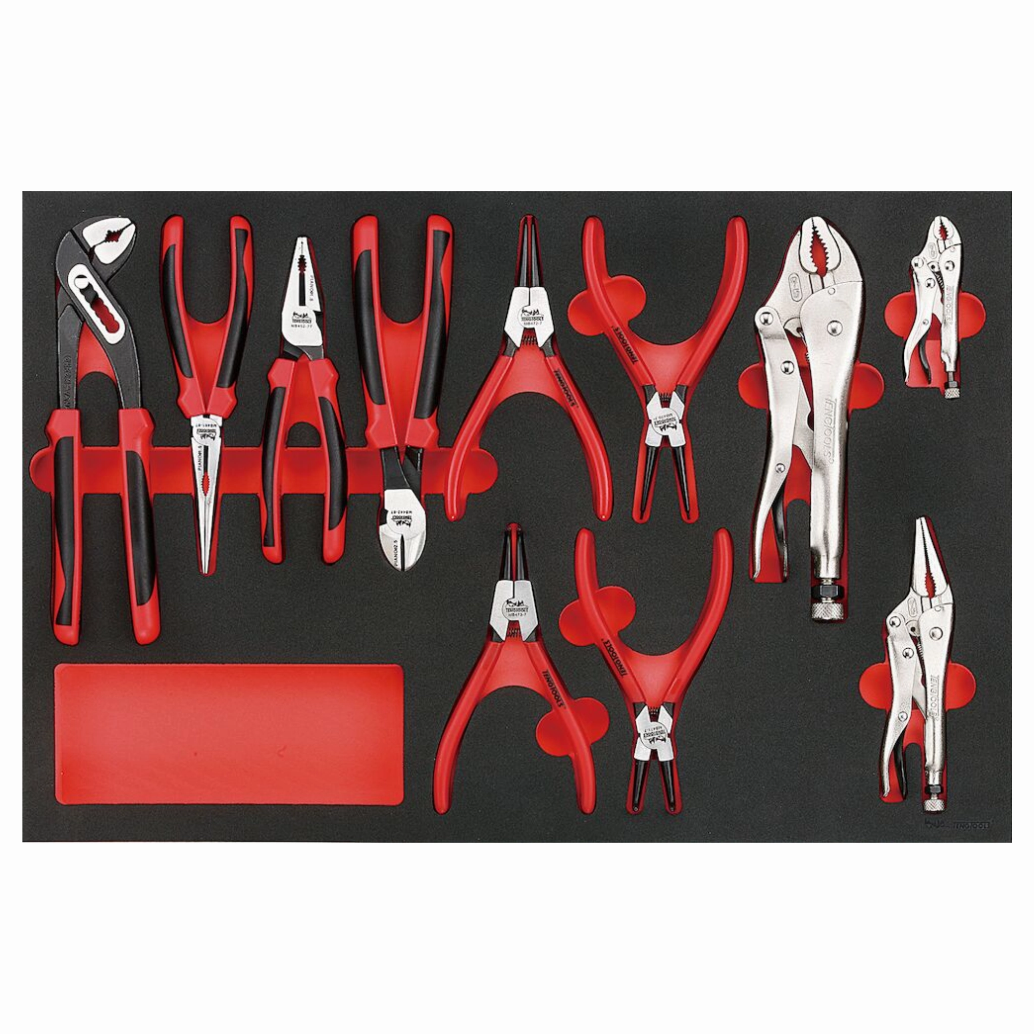 Teng Tools 11 Piece Full Drawer EVA Foam Plier Set (Cutters, Linesman, Long Nose   More) - TTEMB11
