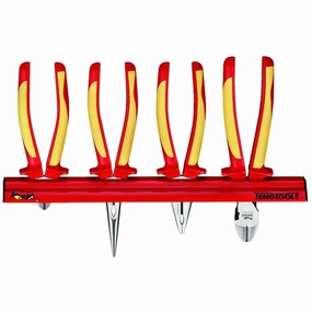 Teng Tools 4 Piece 1000 Volt Insulated Mixed Side Cutting, Lineman & Long Nose Plier Wall Rack - WRMBV04