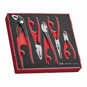 Teng Tools 5 Piece Vinyl Grip Q Plier EVA Foam Set Tool Tray (Side Cutter, Linesman, Long Nose, Quick Set Slip Joint/Water Pump) - TED441Q