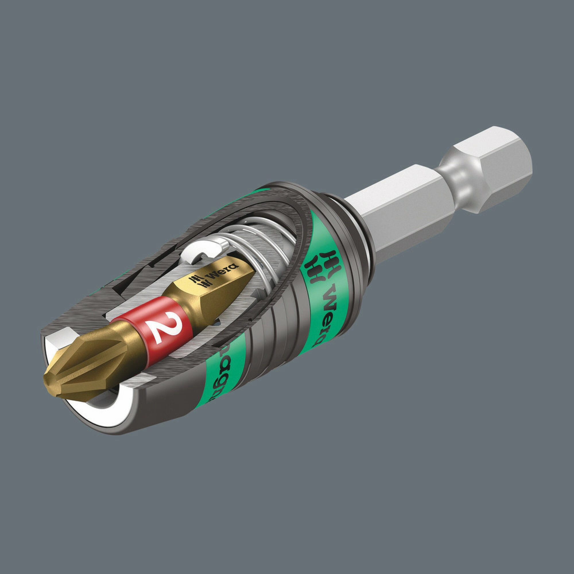Wera 05073511001 887/4 RR SB Rapidaptor Universal Bit Holder with ring magnet, 1/4" x 57 mm