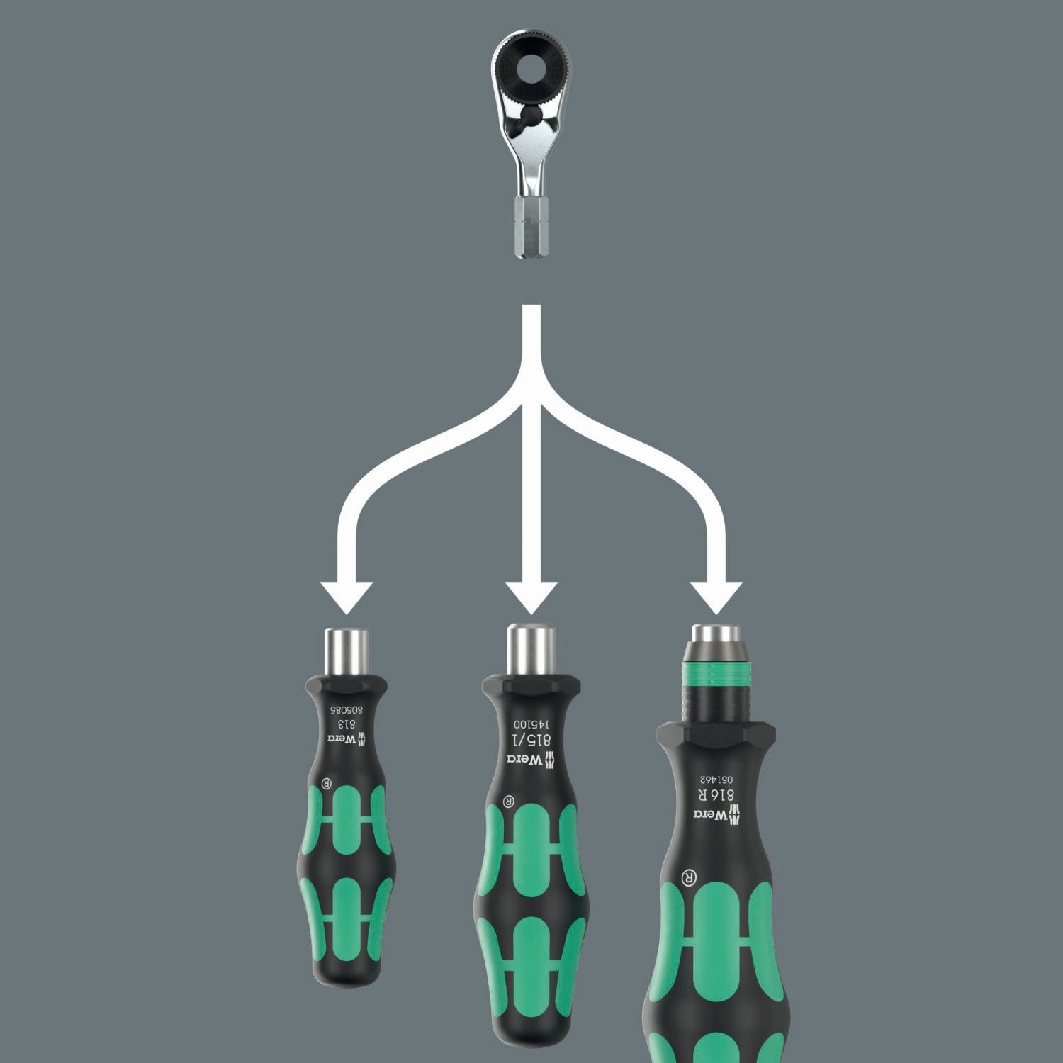 Wera 8011 Zyklop Mini 4 Bit Ratchet, 1/4" x 50 mm