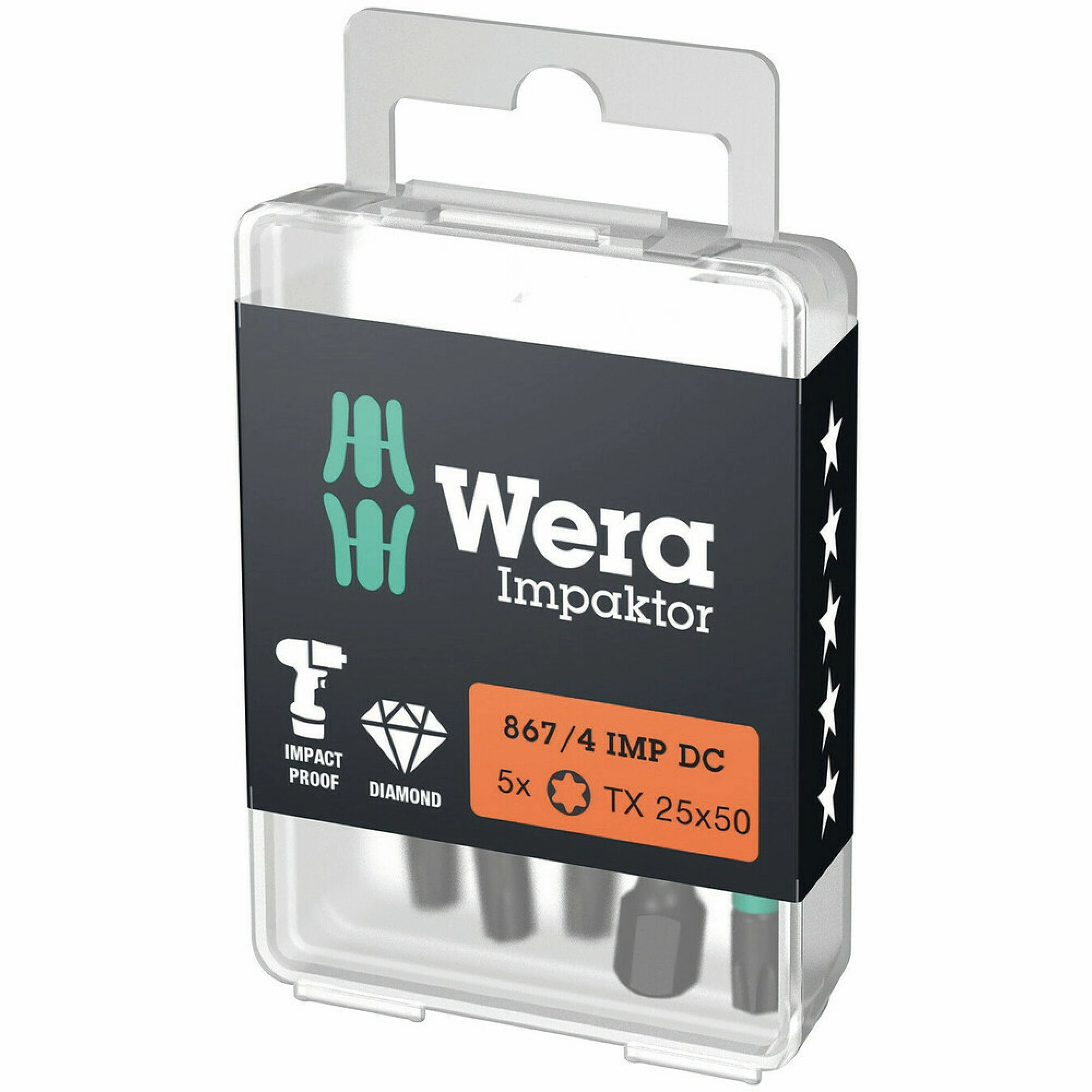Wera 867/4 IMP DC TORX DIY Impaktor bits, TX 30 x 50 mm, 5 pieces