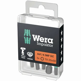 Wera 867/4 IMP DC TORX DIY Impaktor bits, TX 40 x 50 mm, 5 pieces