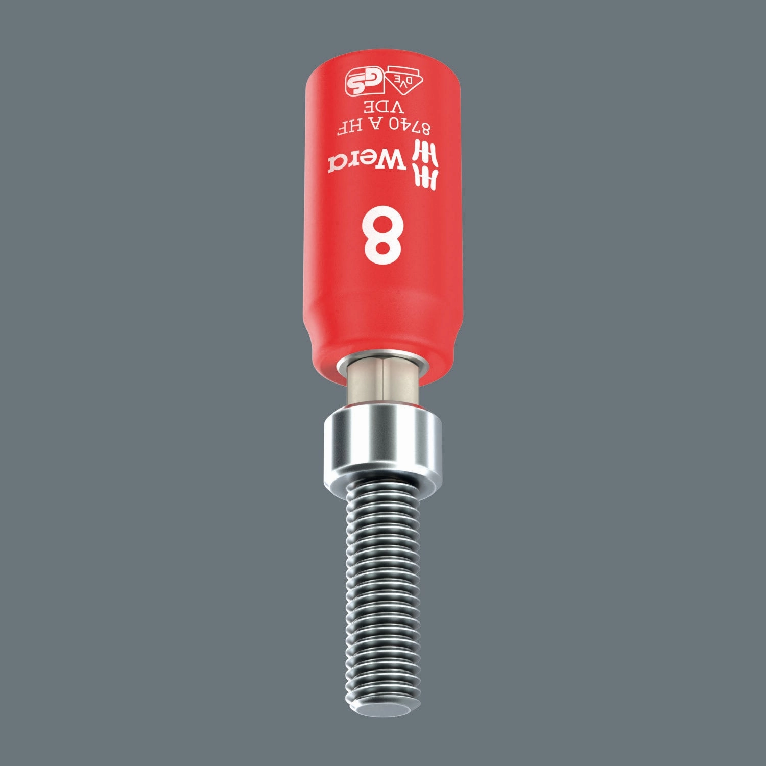 Wera 8740 A VDE HF Zyklop Bit Socket, Insulated, 1/4" Drive, with Holding Function for Hexagonal Socket Screws, 6 x 45 mm
