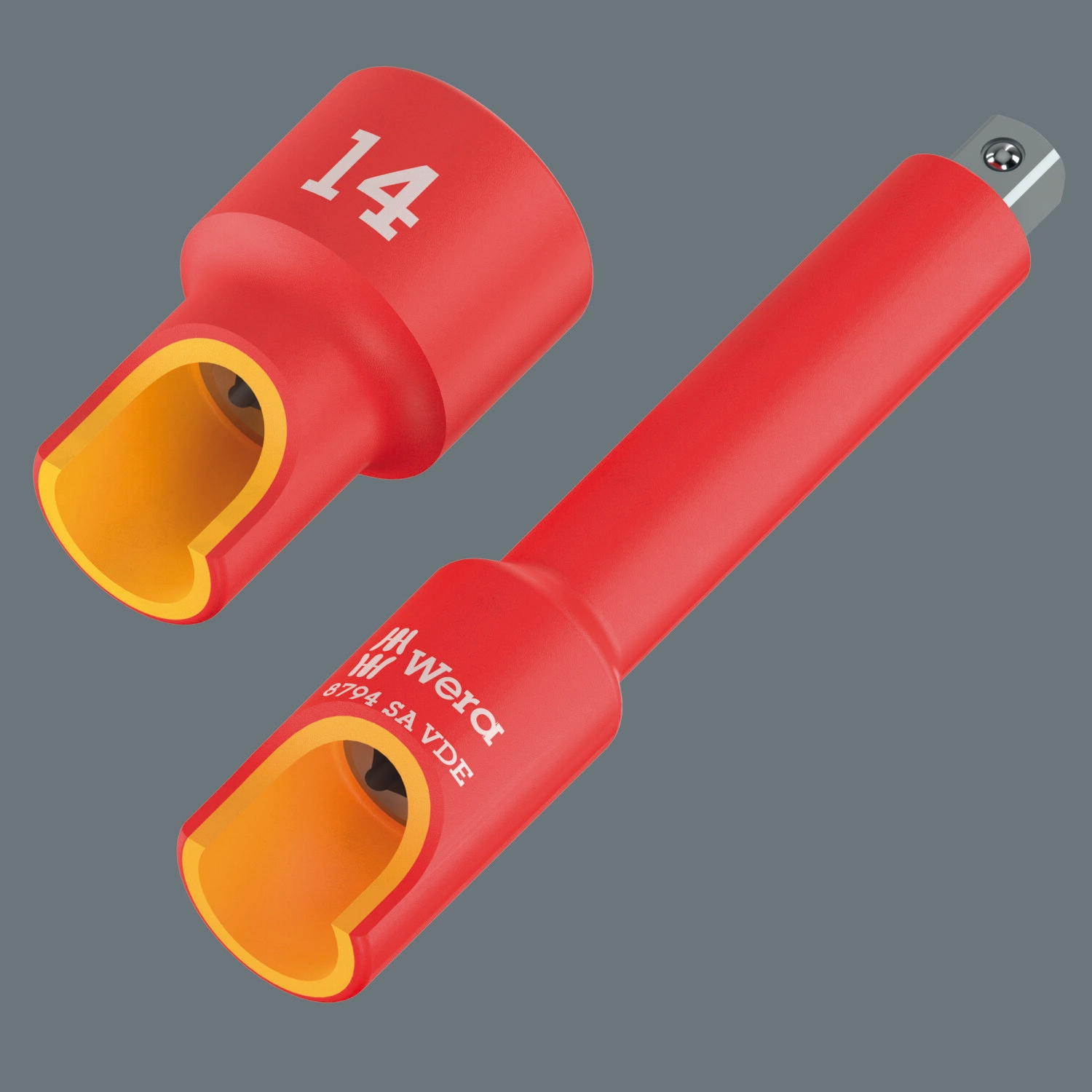 Wera 8790 A VDE Zyklop Socket, Insulated, with 1/4" Drive, 14 x 41 mm