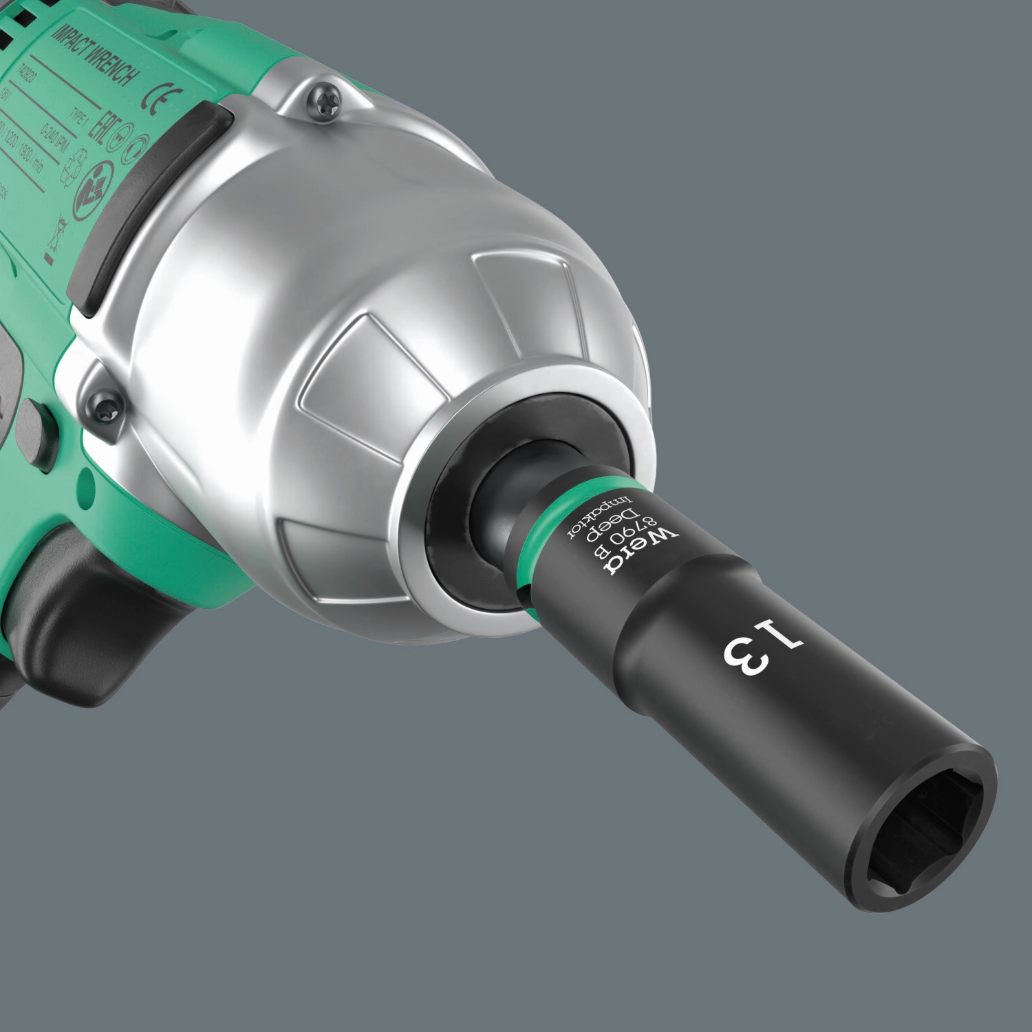 Wera 9661 Magnetic Rail B Impaktor Deep Imperial 1 Socket Set, 3/8" Drive, 9 Pc.