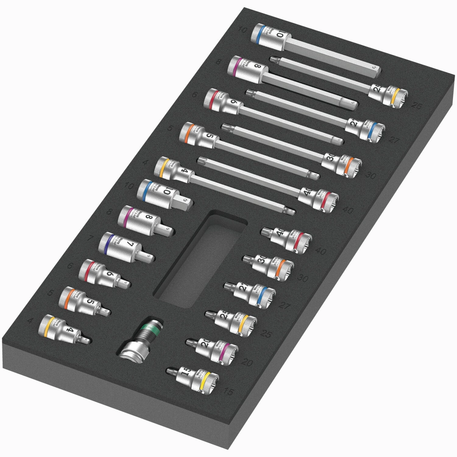 Wera 9723 Foam Insert Zyklop B 3/8" Bit Socket Set 1, 22 Pc.