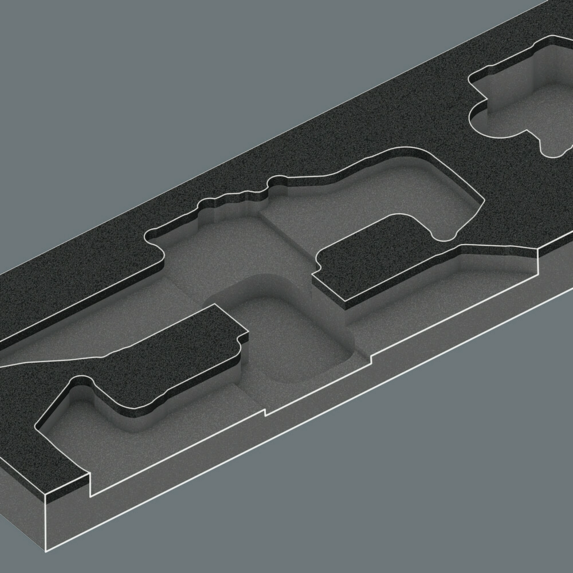 Wera 9840 Foam insert L-key set 1, empty, 172 x 30 x 392 mm