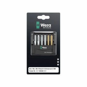 Wera Tools 05136380001 Bit-Check 6 Universal 3 SB Set
