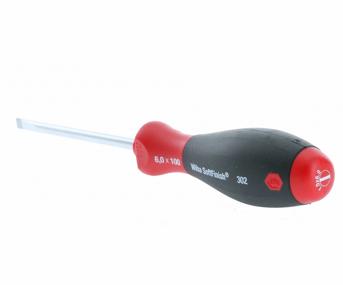 Wiha Tools 30222 SoftFinish Slotted Screwdriver, 6.0 mm x 100 mm