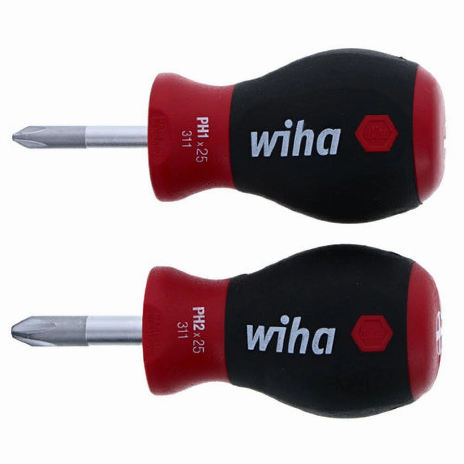 Wiha Tools 31192 #1   #2 x 25mm 2 Piece SoftFinish Stubby Phillips Set