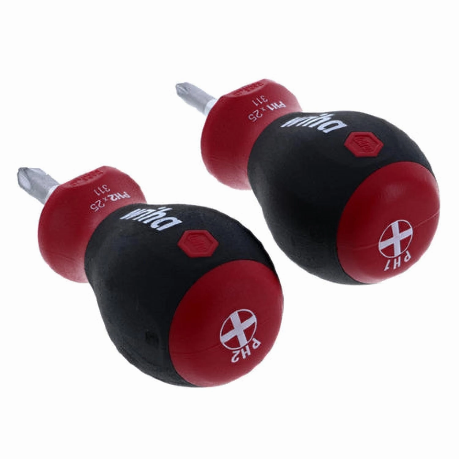 Wiha Tools 31192 #1   #2 x 25mm 2 Piece SoftFinish Stubby Phillips Set
