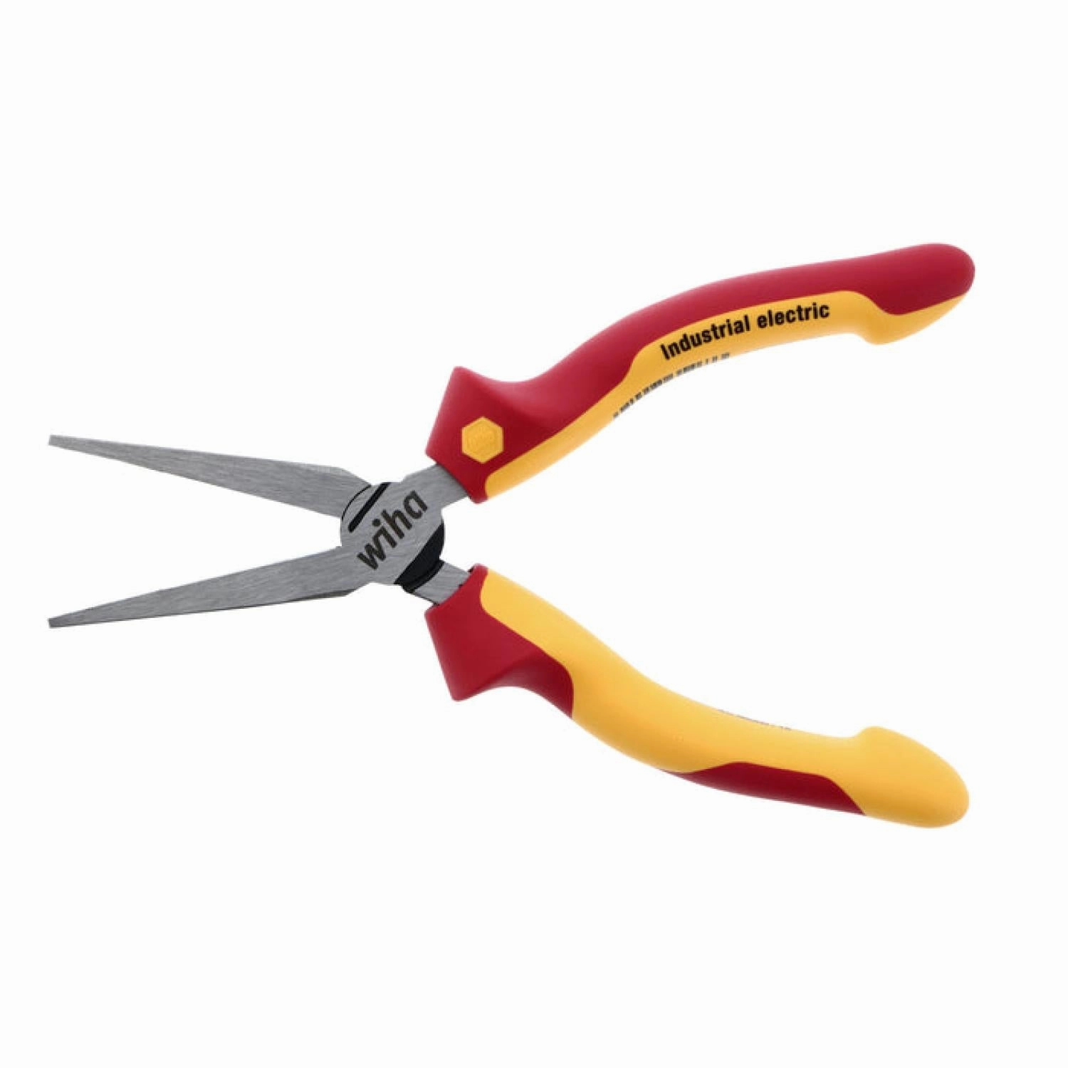 Wiha Tools 32941 Insulated Industrial Long Flat Nose w/Cutters 6.3 Inch